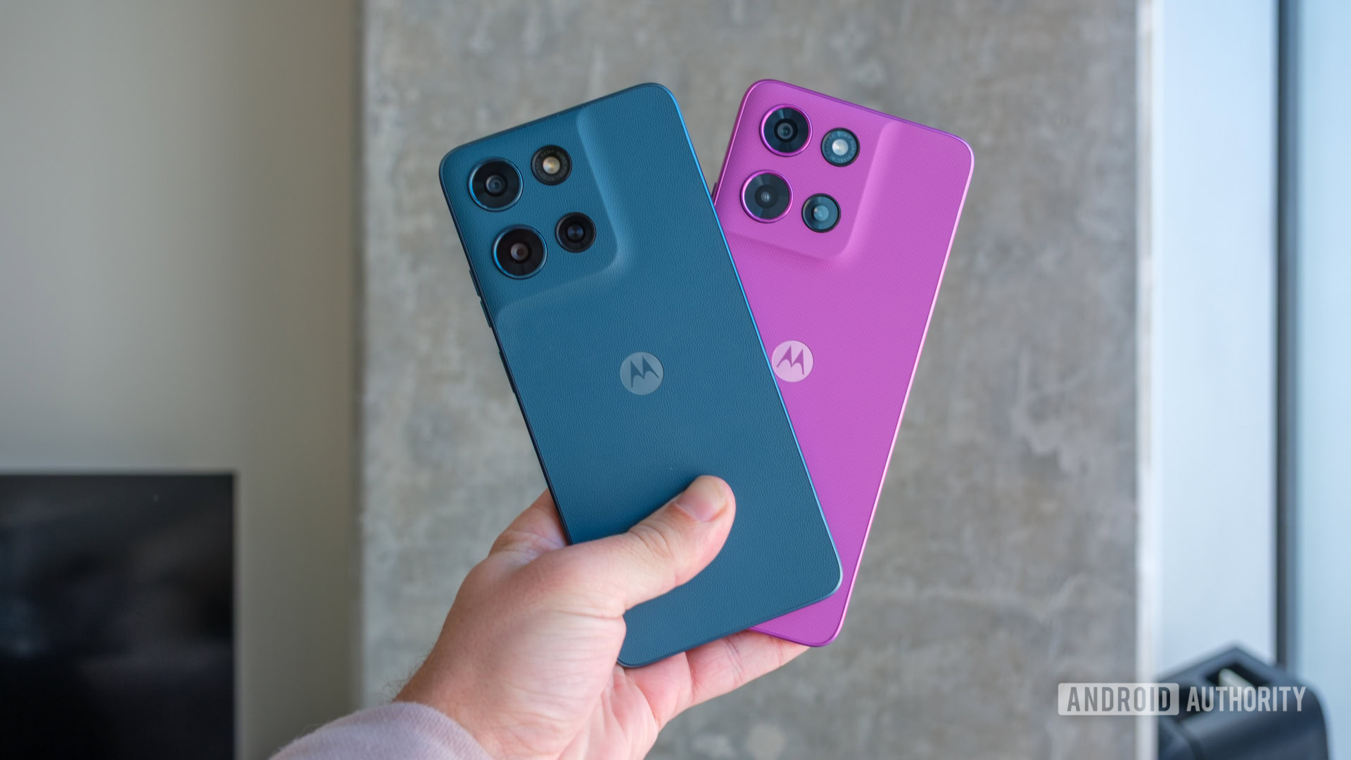 Moto G 2026 and Moto G Play 2026 both in hand Moto G 2026 and Moto G Play 2026 both in hand