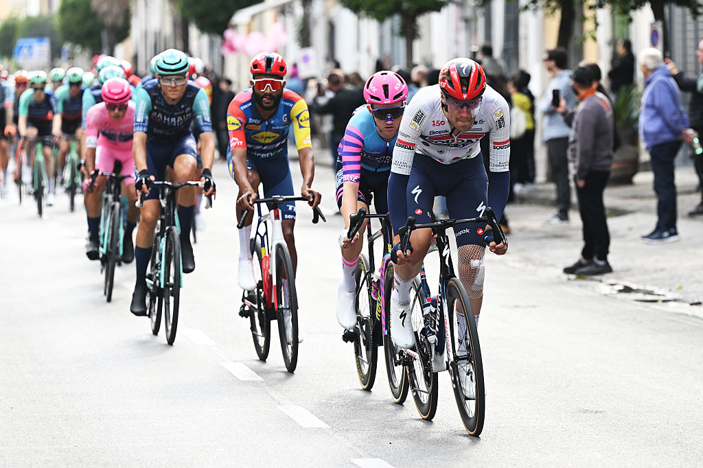 Ayco Bastiaens of Belgium and Team Soudal Quick-Step leads the peloton during the 109th Giro d'Italia 2026, Stage 6