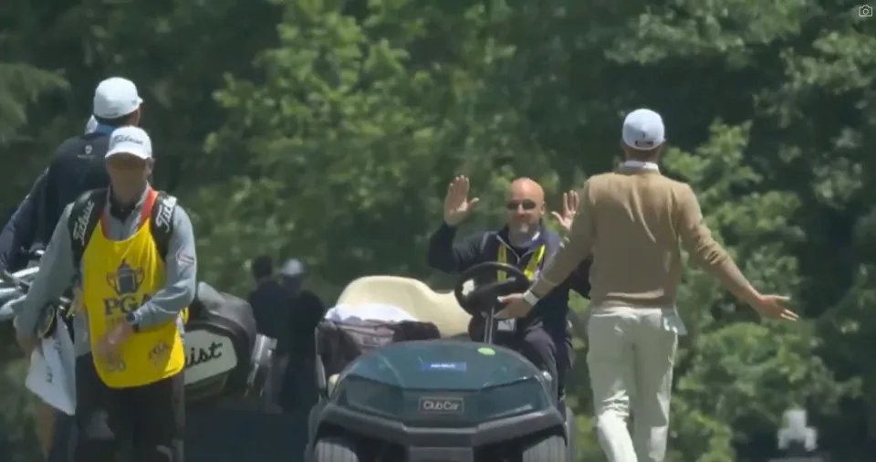 Thomas and Bradley were seen waving their arms in frustration at the PGA official.