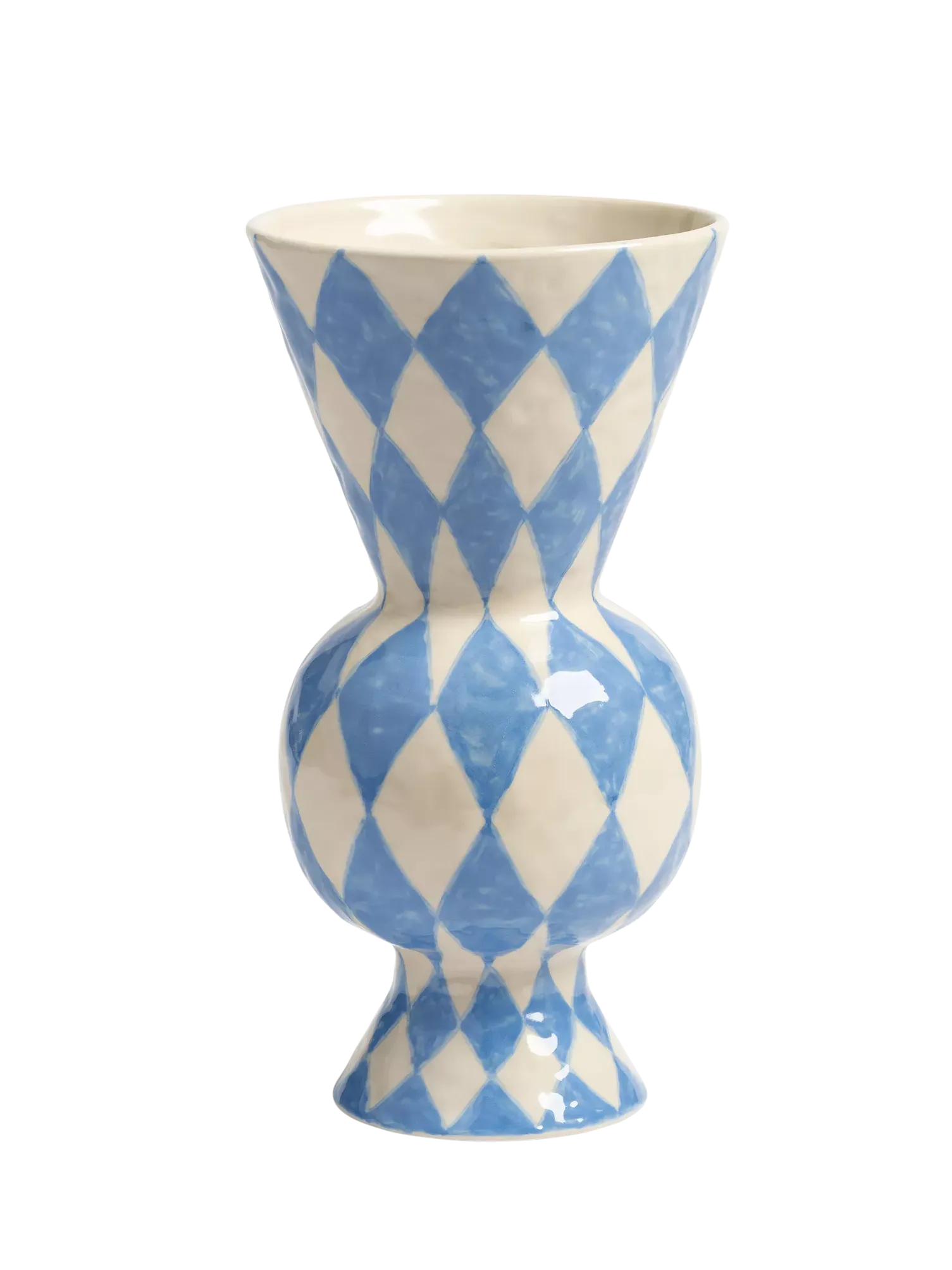 &amp;k Amsterdam Rhombic Stoneware Vase, Blue