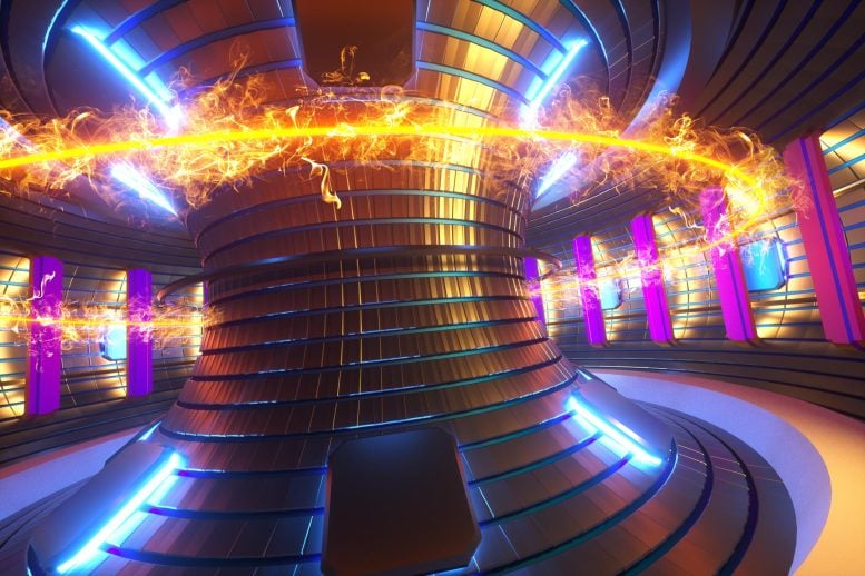 Nuclear Fusion Reactor Tokamak Heated Plasma