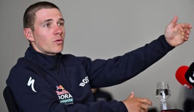 Remco Evenepoel of Red Bull-BORA-hansgrohe pictured during a press conference of Red Bull-BORA-hansgrohe, ahead of the Liege-Bastogne-Liege