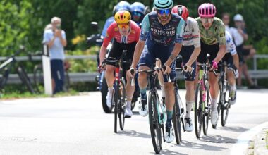 Damiano Caruso of Italy and Team Bahrain - Victorious leads the breakaway during stage 17 of the 2026 Giro d'Italia