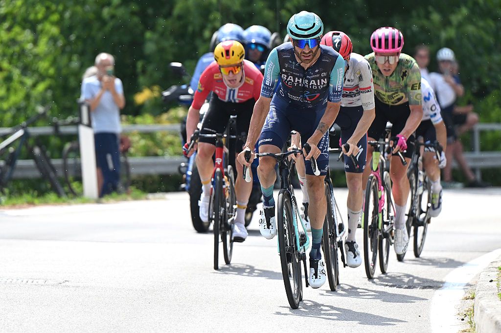 Damiano Caruso of Italy and Team Bahrain - Victorious leads the breakaway during stage 17 of the 2026 Giro d'Italia