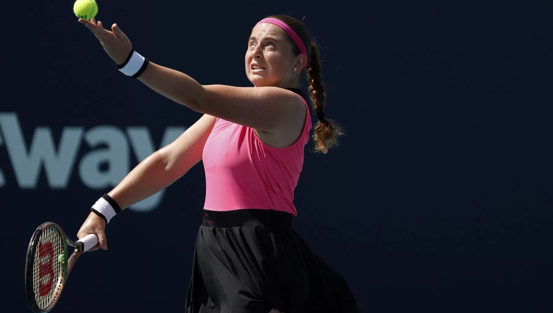 Jelena Ostapenko in action at the WTA Eastbourne International.