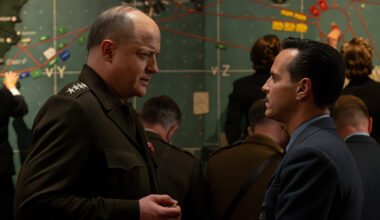 (L to R) Brendan Fraser as General Dwight D. Eisenhower and Andrew Scott as Captain James Stagg in director Anthony Maras' Pressure.