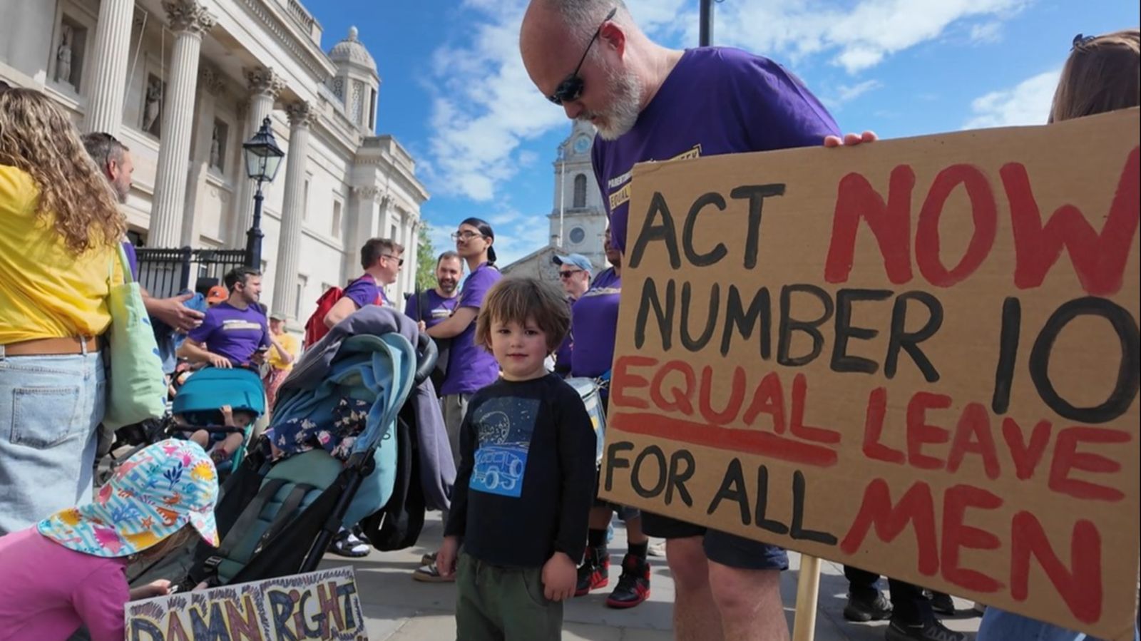 'Fund fatherhood': Hundreds of dads march for paternity pay across UK