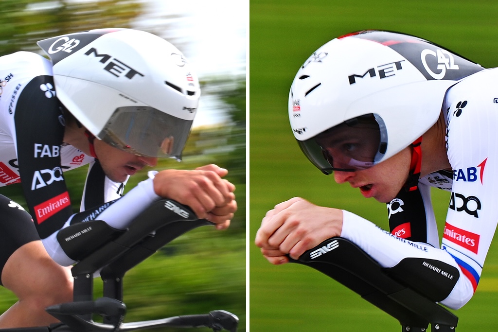 MASSA, ITALY - MAY 19: Mikkel Bjerg of Denmark and UAE Team Emirates - XRG competes during the 109th Giro d'Italia 2026, Stage 10 a 42km individual time trial stage from Viareggio to Massa / #UCIWT / on May 19, 2026 in Massa, Italy. (Photo by Dario Belingheri/Getty Images)