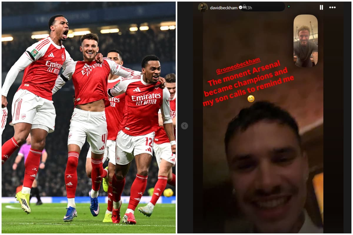 Romeo Beckham teases dad David as celebrity Arsenal fans hail club's title win - London Evening Standard