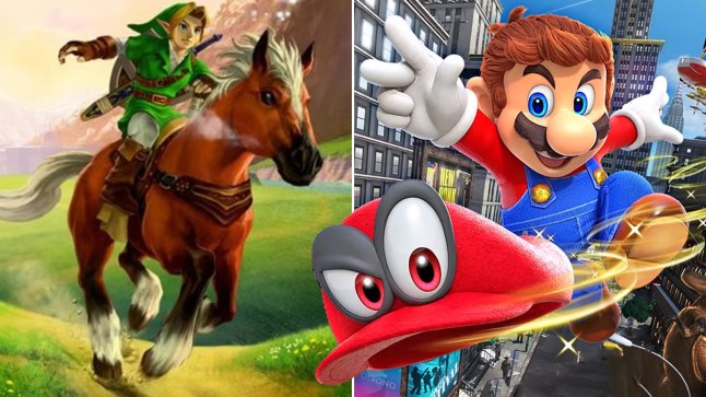 Zelda Ocarina Of Time and Super Mario Odyssey key art