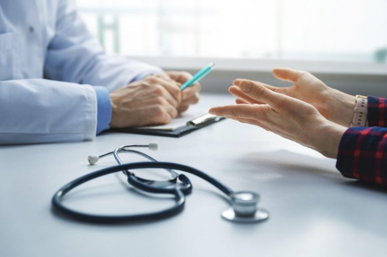 This is a generic close-up photo of a patient's hands while he talks to a GP. See PA Feature HEALTH Cancersigns. WARNING: This picture must only be used to accompany PA Feature HEALTH Cancersigns. PA Photo. Photo credit should read: Alamy/ PA NOTE TO EDITORS: This picture must only be used to accompany PA Feature HEALTH Cancersigns
