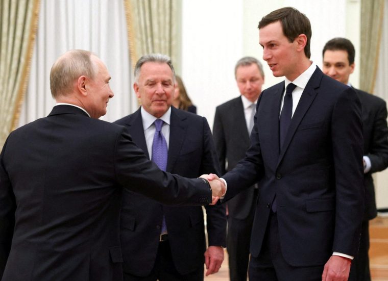 FILE PHOTO: Russia's President Vladimir Putin attends a meeting with U.S. President Donald Trump's special envoy Steve Witkoff and son-in-law Jared Kushner at the Kremlin in Moscow, Russia, January 22, 2026. Sputnik/Alexander Kazakov/Pool via REUTERS ATTENTION EDITORS - THIS IMAGE WAS PROVIDED BY A THIRD PARTY./File Photo