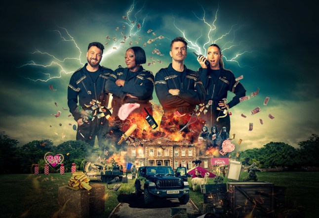 Undated ITV Handout Photo from Celebrity Sabotage. Pictured: Sam Thompson, Judi Love, Joel Dommett and GK Barry. See PA Feature SHOWBIZ TV Quickfire Celebrity Sabotage. WARNING: This picture must only be used to accompany PA???Feature SHOWBIZ TV Quickfire Celebrity Sabotage. PA Photo. Picture credit should read: ?ITV. NOTE TO EDITORS: This picture must only be used to accompany PA Feature SHOWBIZ TV Quickfire Celebrity Sabotage. WARNING: This photograph is (C) ITV Plc and can only be reproduced for editorial purposes directly in connection with the programme or event mentioned above, or ITV plc. Once made available by ITV plc Picture Desk, this photograph can be reproduced once only up until the transmission [TX] date and no reproduction fee will be charged. Any subsequent usage may incur a fee. This photograph must not be manipulated [excluding basic cropping] in a manner which alters the visual appearance of the person photographed deemed detrimental or inappropriate by ITV plc Picture Desk. This photograph must not be syndicated to any other company, publication or website, or permanently archived, without the express written permission of ITV Picture Desk. Full Terms and conditions are available on www.itv.com/presscentre/itvpictures/terms