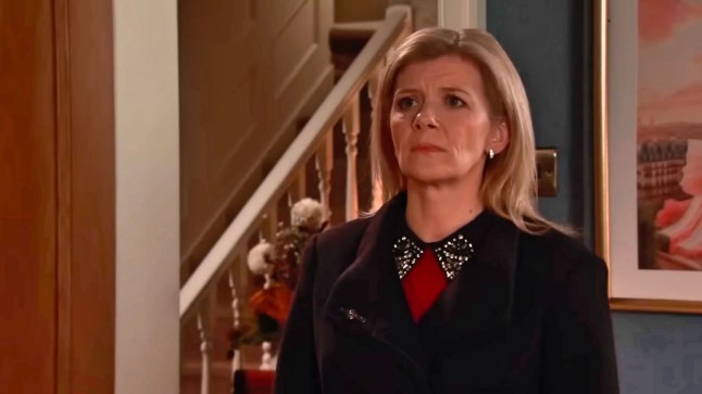 Leanne frowning in Coronation Street