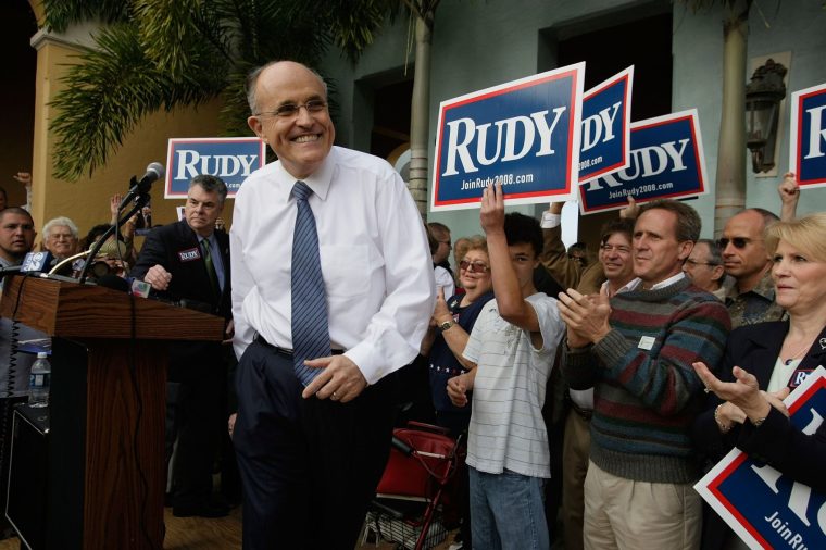 FILE - MAY 03: Rudy Giuliani, the former mayor of New York City, is in critical, but stable condition, in a Florida hospital according to his spokesperson on May 03, 2026. Giuliani is 81 years old. PORT SAINT LUCIE, FL- JANUARY 27: Former New York City mayor and Republican presidential hopeful Rudy Giuliani walks away from the podium after speaking during a campaign stop at the Paisono's Gourmet Pizza January 27, 2008 in Port Saint Lucie, Florida. Republican presidential candidates continue their swing through Florida leading up to the January 29th primary. (Photo by Joe Raedle/Getty Images)