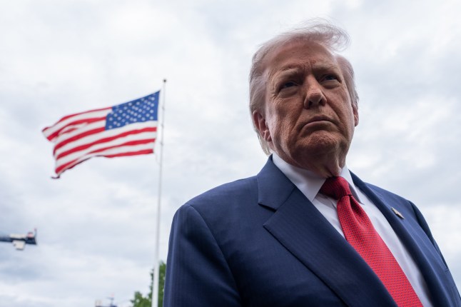 epa12942695 US President Donald J. Trump gives remarks to the media as he departs the White House for Sterling, Virginia, in Washington, DC, USA, 08 May 2026. EPA/Aaron Schwartz / POOL