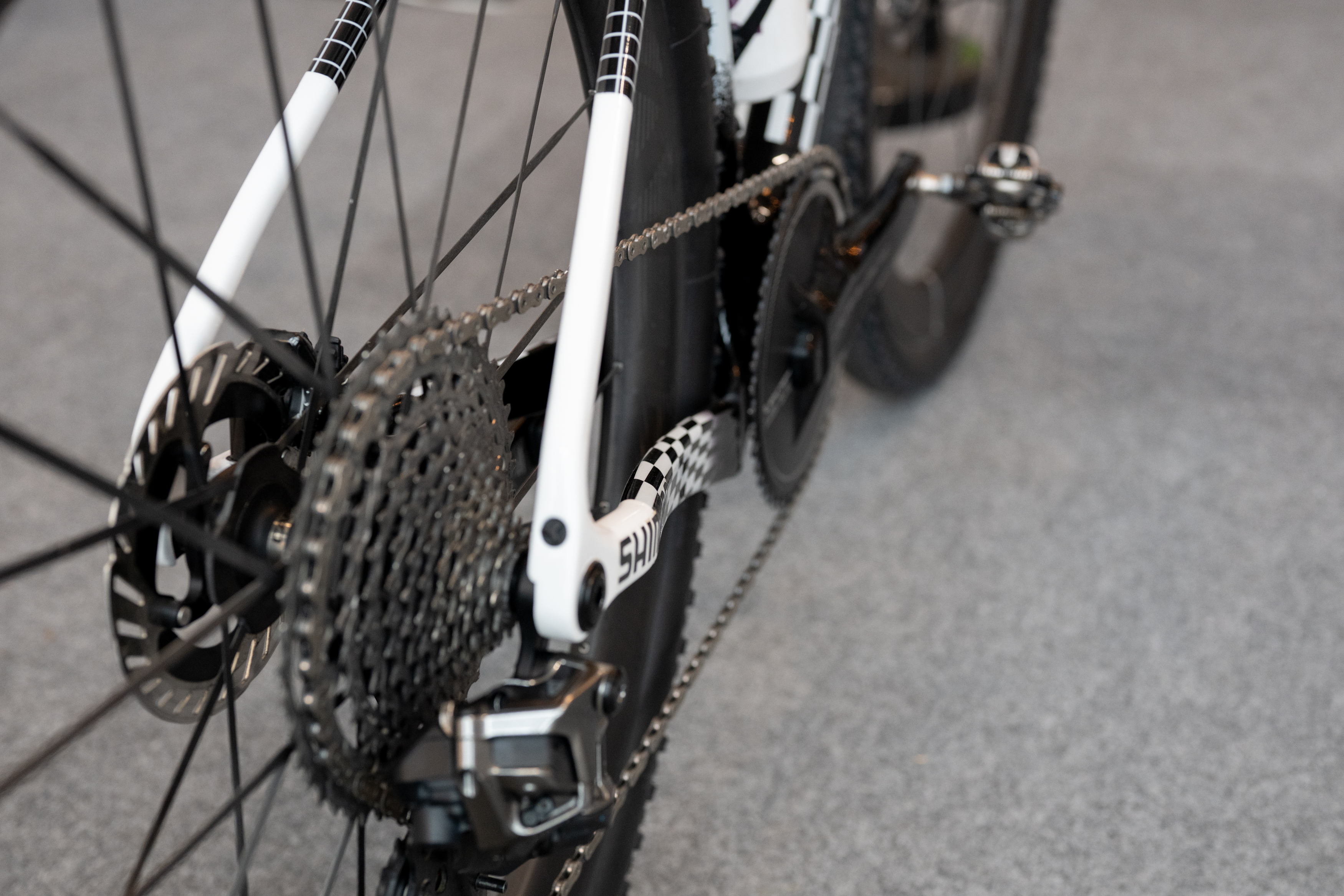 A closeup view of the rear mech