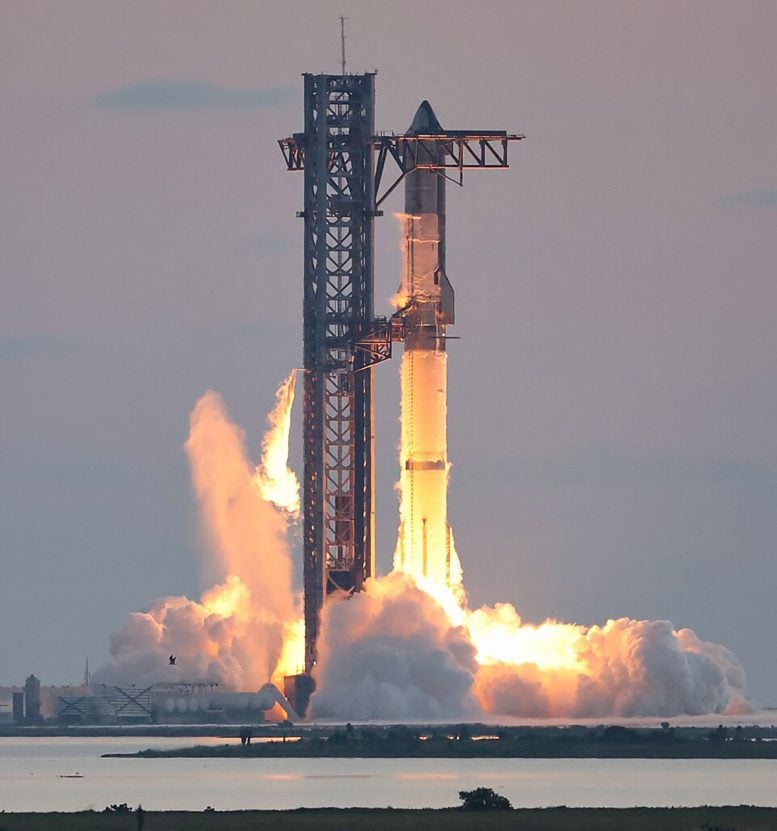 SpaceX Starship Ignition During Its Launch on IFT 5