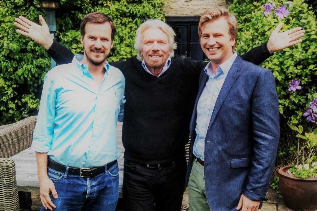 Wise’s founders, Taavet Hinrikus, left, and Kristo Käärmann, right, with Sir Richard Branson. Photo by Wise.