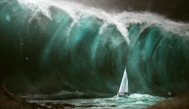 Tsunami Wave Small Sailboat