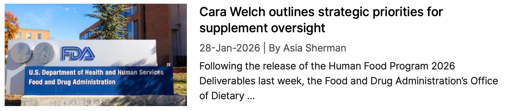 FDA modernizing supplement oversight NI coverage