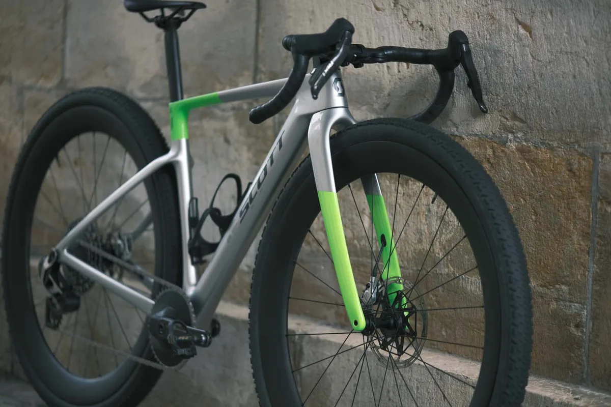 Prototype Scott gravel bike with 32in wheels.