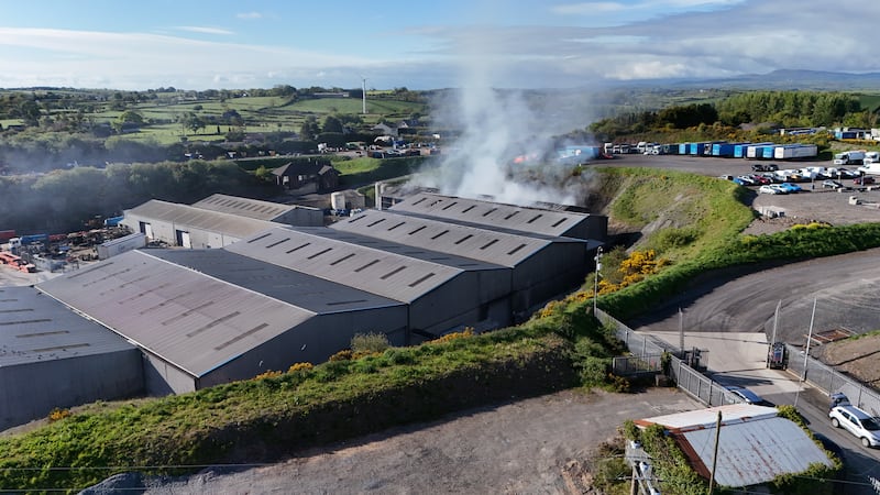The scene of an overnight fire at the Irish Waste site in Carryduff. PICTURE: MAL MCCANN