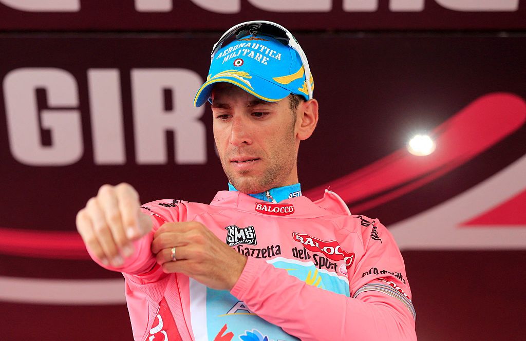 Vincenzo Nibali in the Giro d'Italia pink jersey in 2013