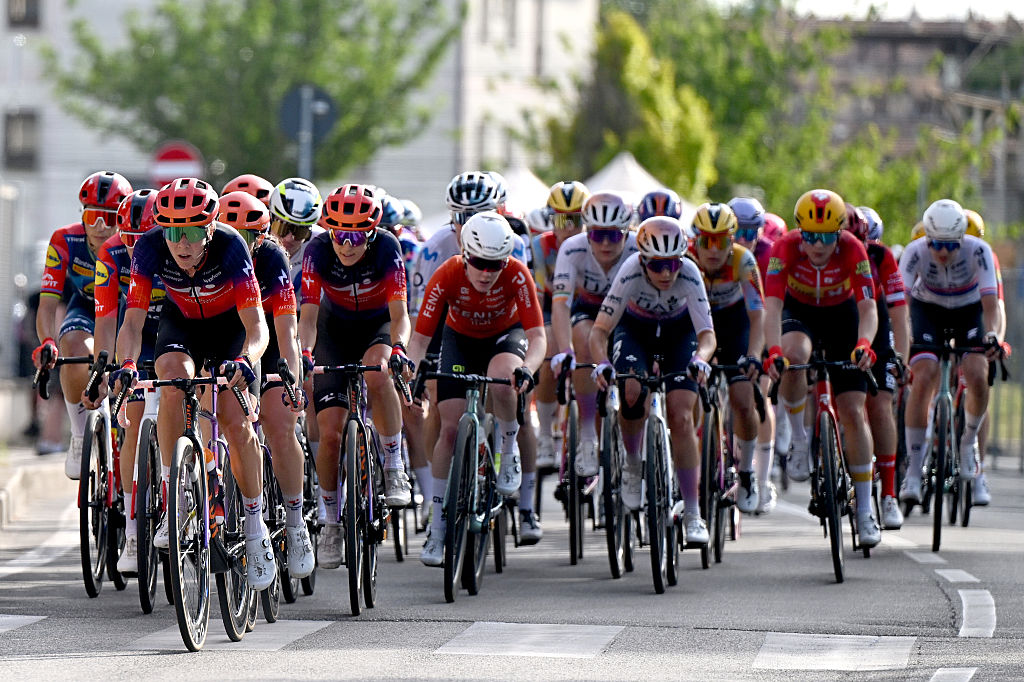 Team Human Powered Health leads the peloton during the opening stage of the 2026 Giro d'Italia Women in Ravenna, Italy. (Photo by Luc Claessen/Getty Images)