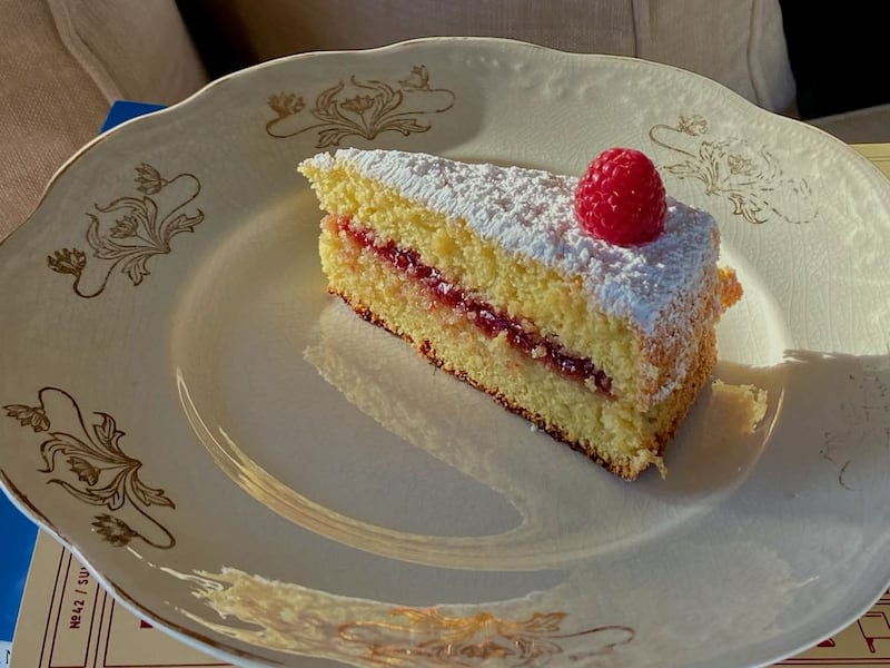 Eve Meehan's cake batter flavoured with vanilla extract and served with a raspberry jam centre and powdered sugar