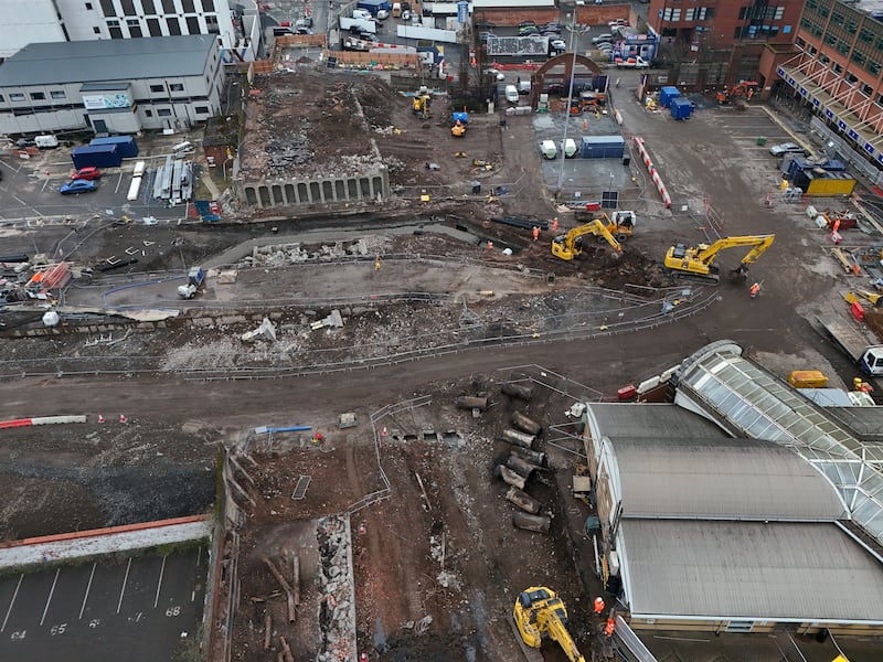 Demolition of the Boyne Bridge in South Belfast. PICTURE: MAL MCCANN