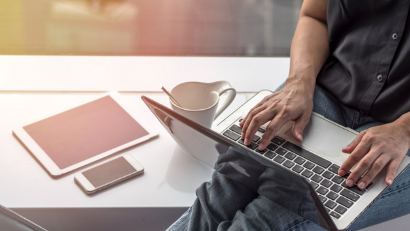 Man working with devices