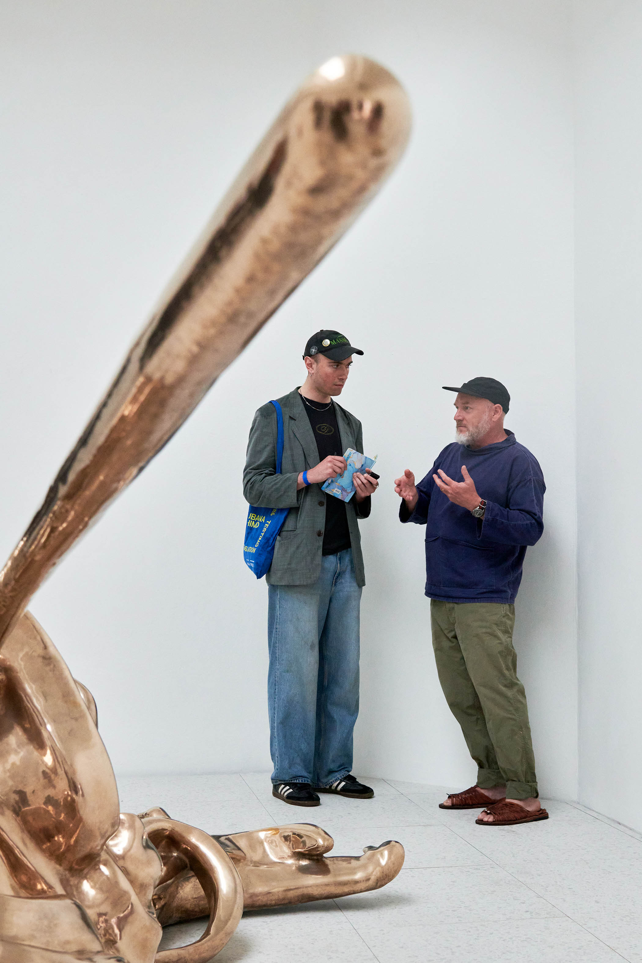 Miles Ellingham interviewing Alma Allen at the US pavilion