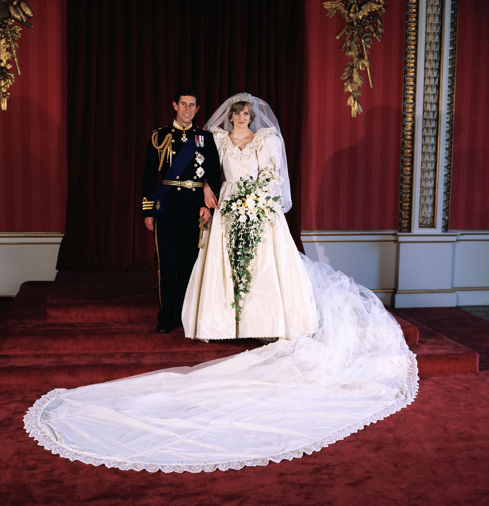 Image may contain Charles Prince of Wales Diana Princess of Wales Clothing Dress Fashion Formal Wear and Gown