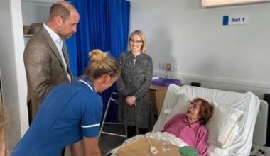 Prince William greets patients and staff at the Isles of Scilly hospital