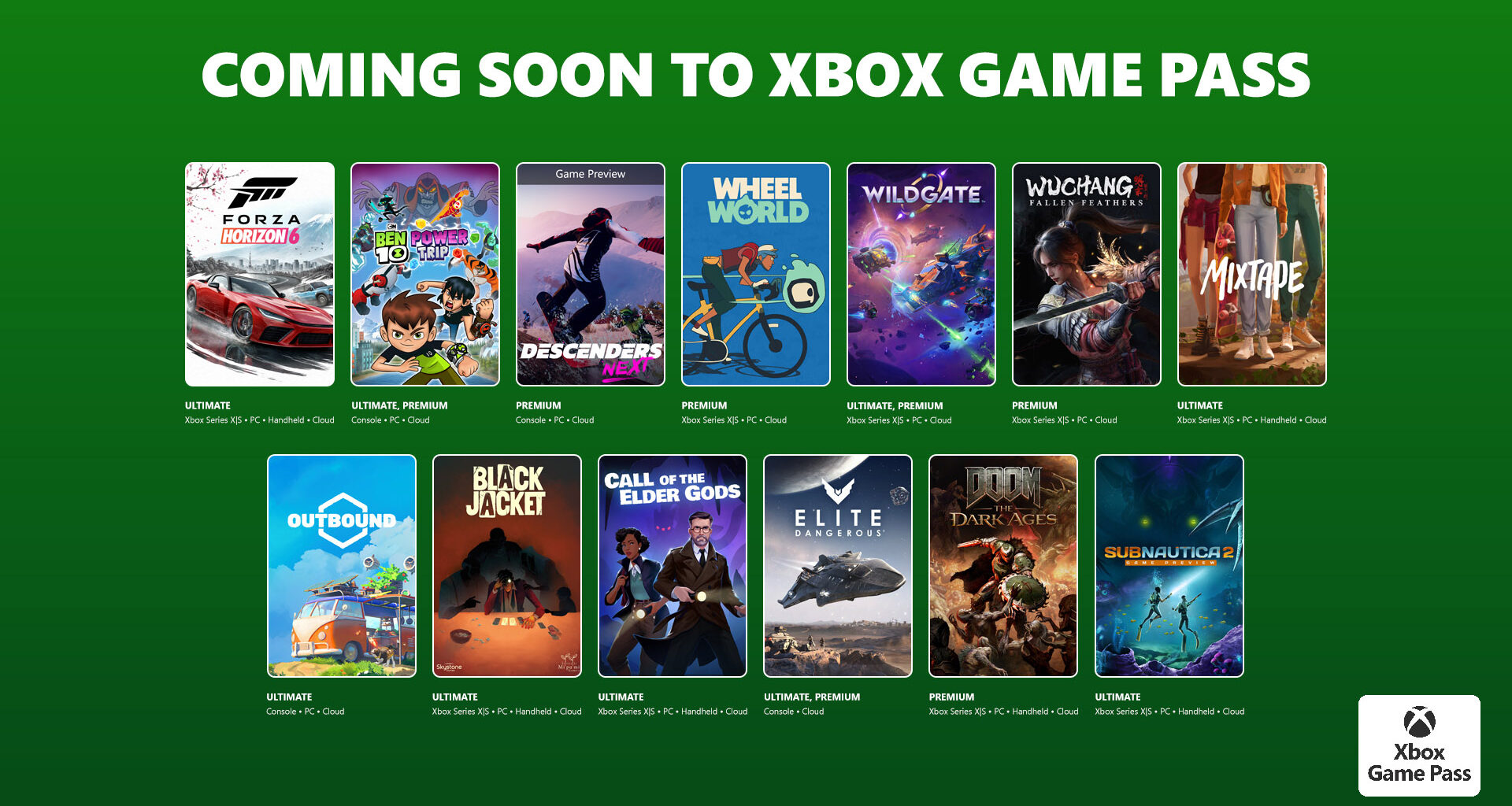 Coming to Xbox Game Pass: Forza Horizon 6, Mixtape, Subnautica 2, and More