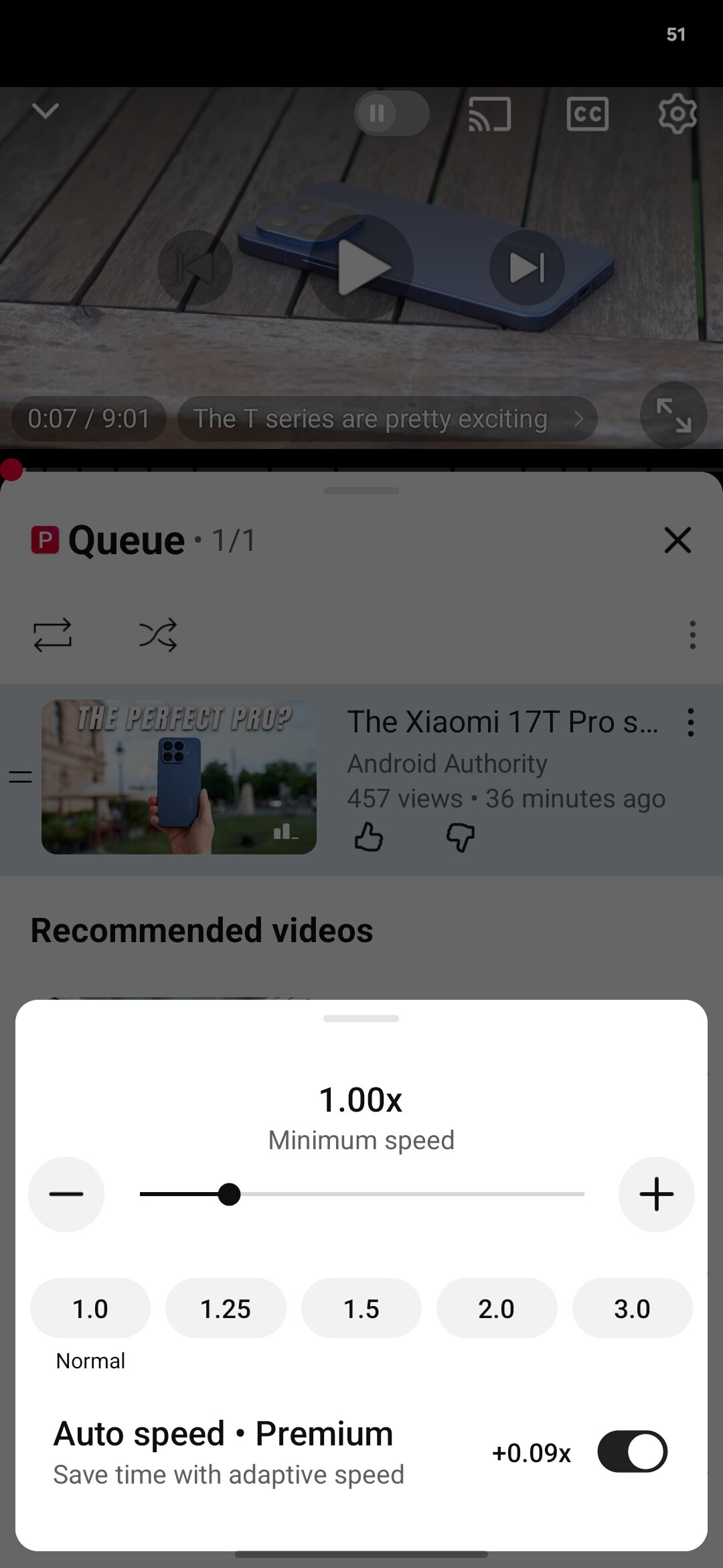 YouTube Premium auto speed feature YouTube Premium auto speed feature