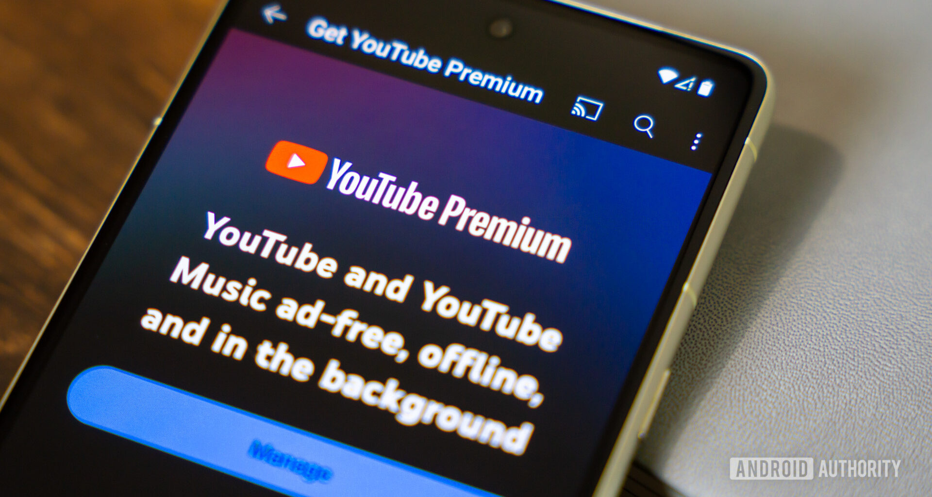 YouTube premium app on smartphone stock photo (3)