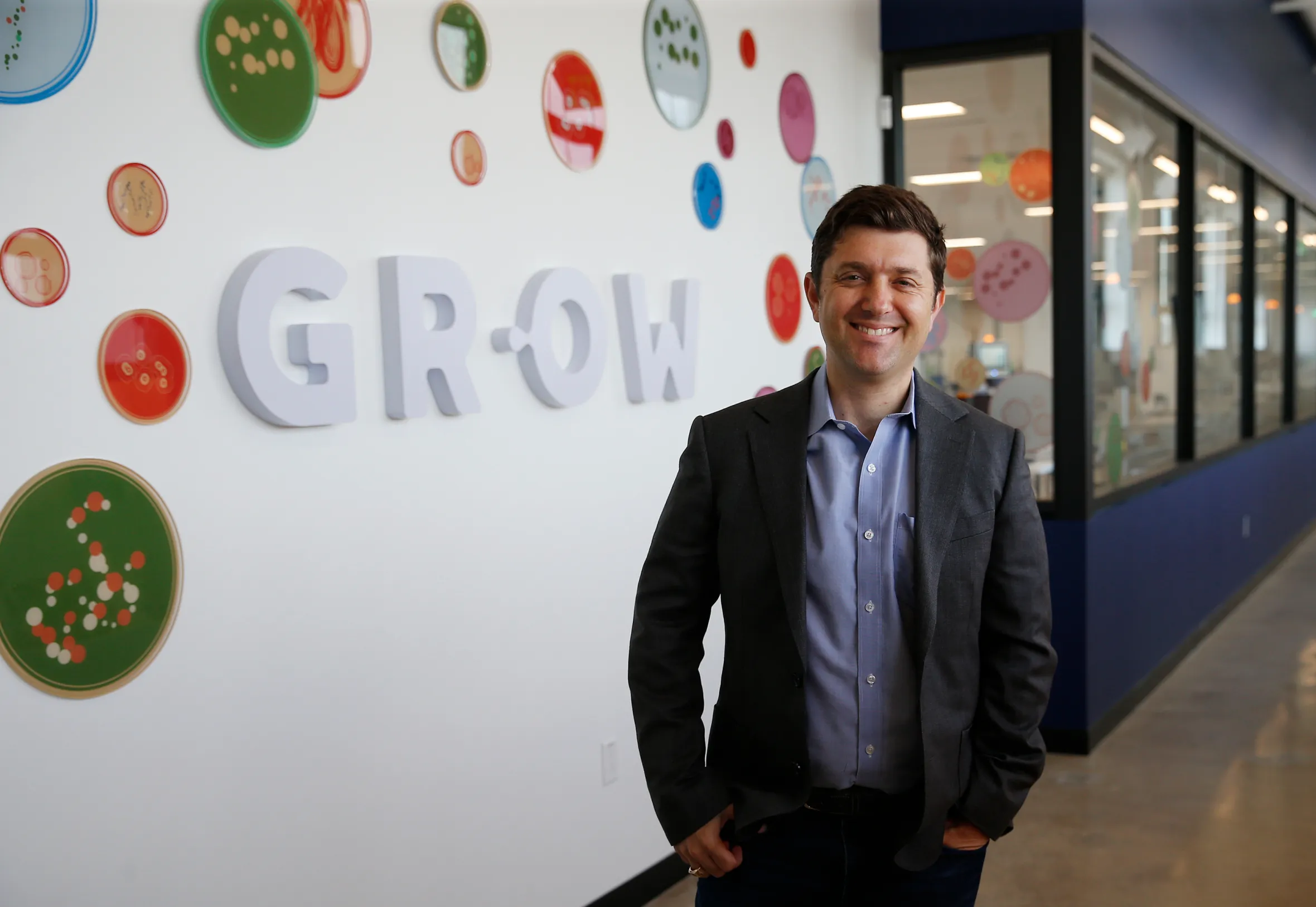Co-founder Jason Kelly poses inside Gingko Bioworks.