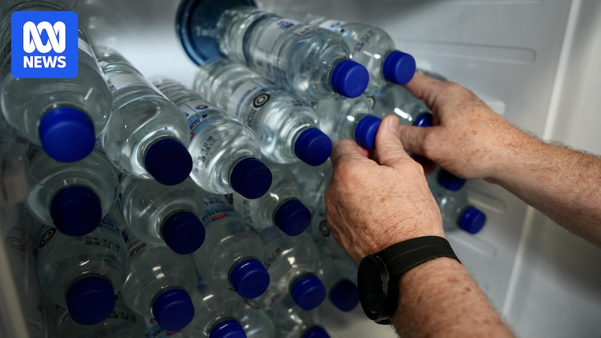 Bottled water labelled spring from bores