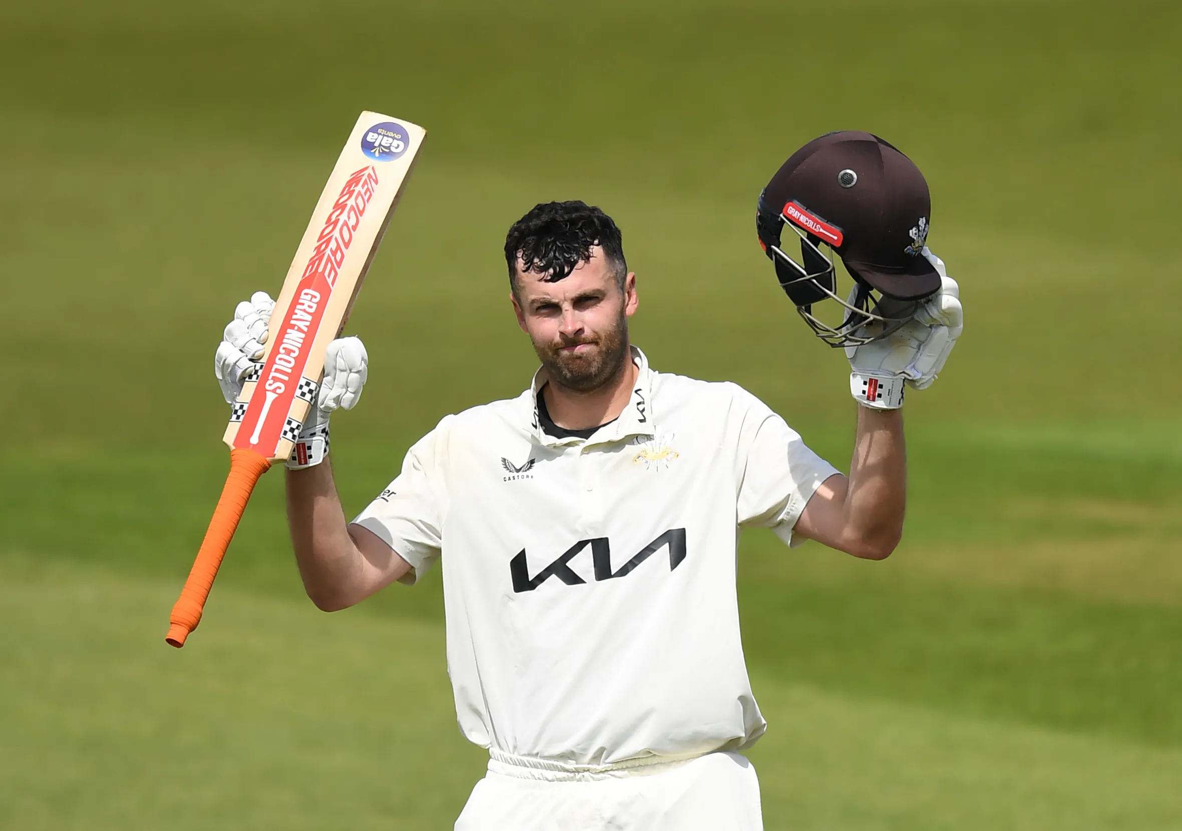 Dom Sibley celebrates his century.