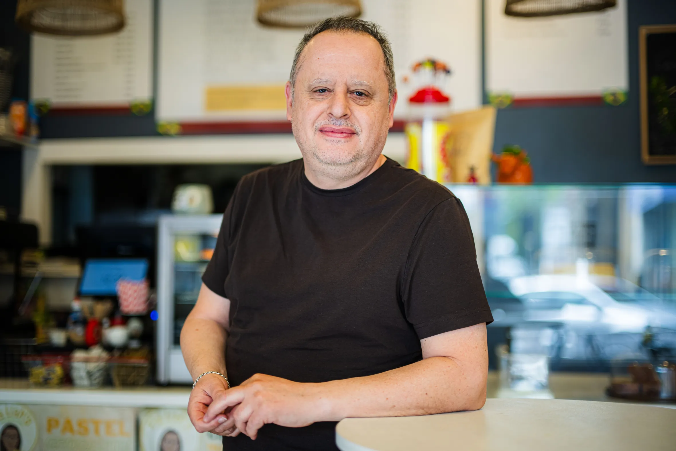 Robert Garfield, owner of Tia Leah’s Brazilian Streetfood restaurant, posing in London.