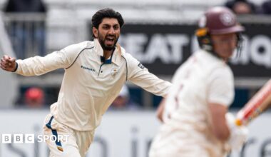 Shoaib Bashir dismisses Northamptonshire's James Sales