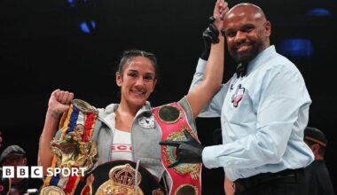 Amanda Serrano with her titles