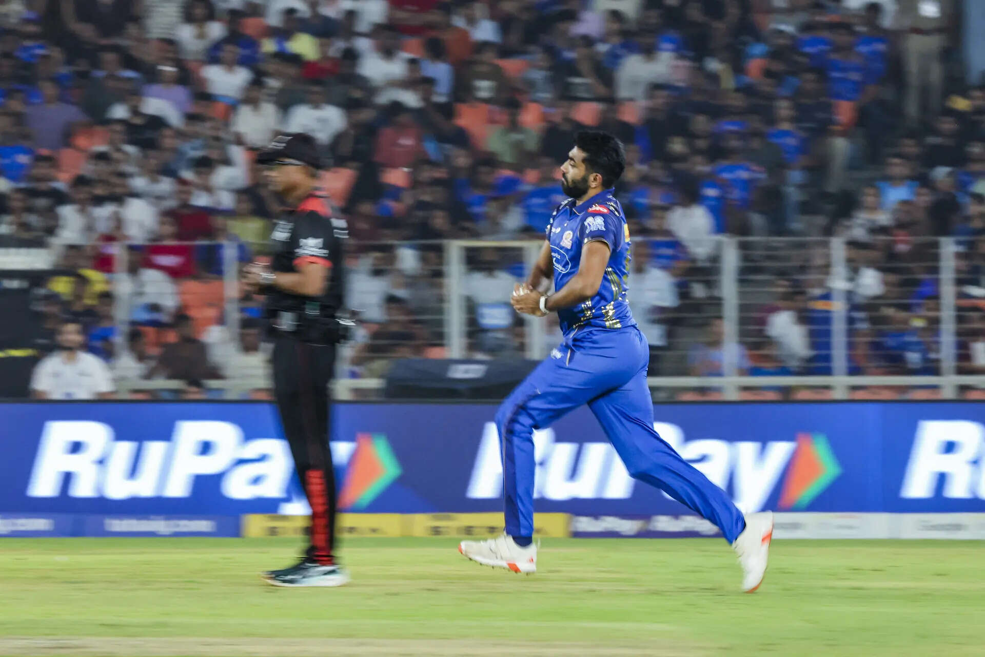 Mumbai Indians' Jasprit Bumrah bowls during the Indian Premier League 2026 match. (ANI) Ahmedabad, Apr 20 (ANI): Mumbai Indians' Jasprit Bumrah bowls during the Indian ...