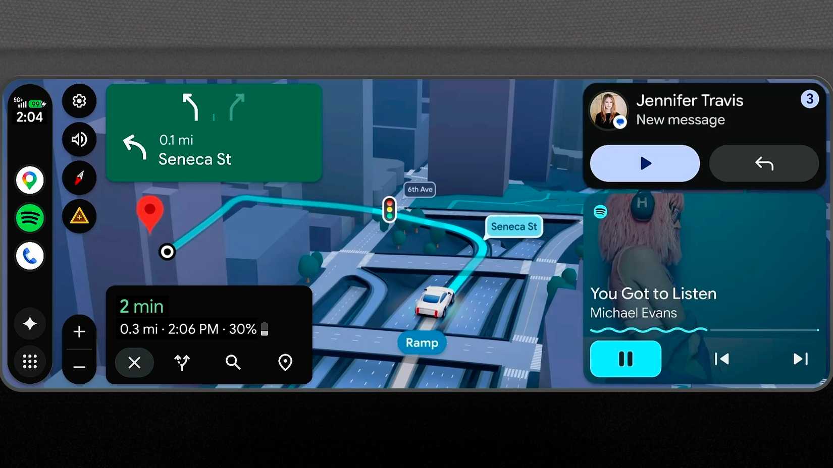 A screen from the Android Auto update