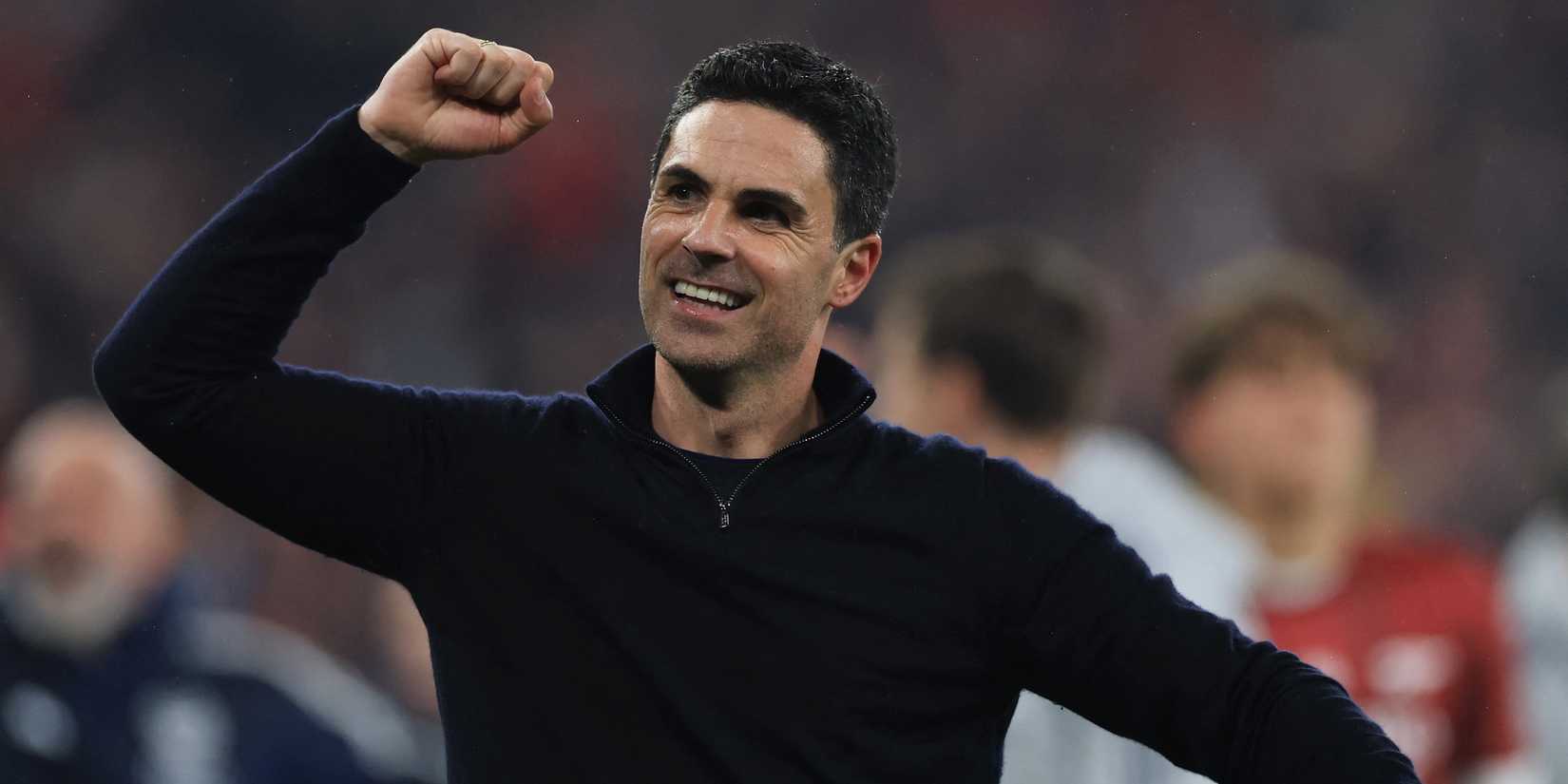 Arsenal manager Mikel Arteta celebrates after reaching the UEFA Champions League final 