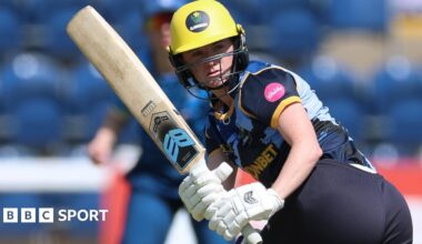 Batter Bethan Ellis plays a shot