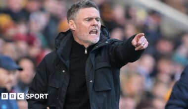 Bradford City boss Graham Alexander shouts instructions during his side's home game against Cardiff City in January