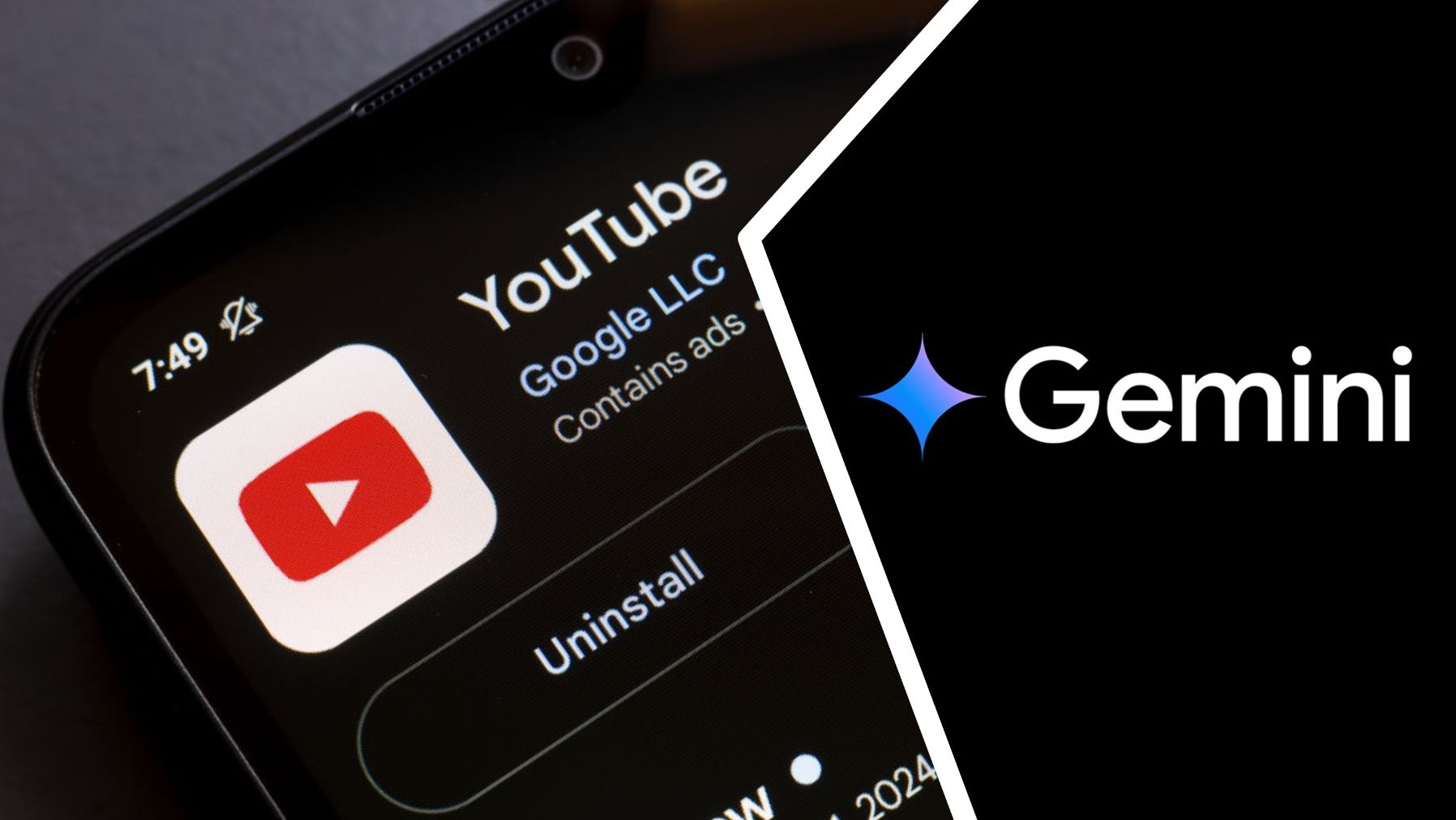 The YouTube logo next to the Gemini logo